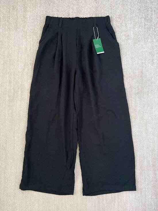 HALARA Pants - Halara Black Pull On Wide Leg Trousers High Waisted Pleated Pants L Regular NWT